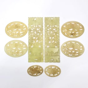 Lot of 8 Carved Nephrite Plaques