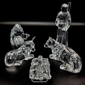 5 Vintage Molded Glass Nativity Scene Figures