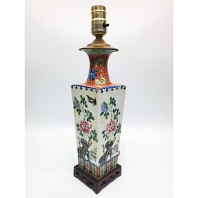 Chinese Antique Enameled Porcelain Vase Lamp