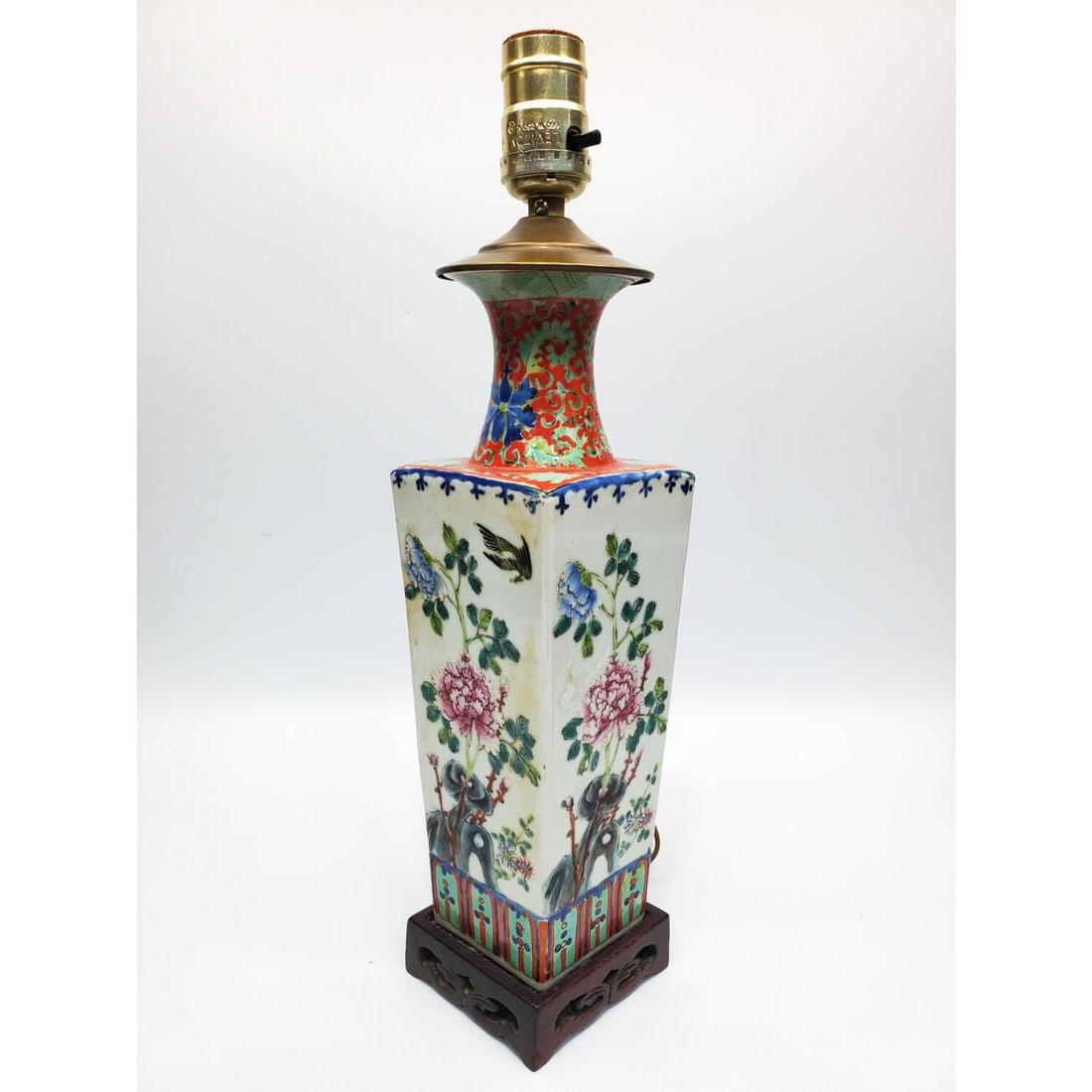 Chinese Antique Enameled Porcelain Vase Lamp (1 of 2)