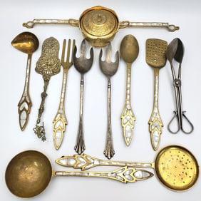 Lot of 12 Brass & Silver-Plated Items