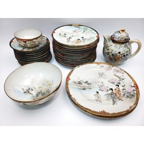 Antique Japanese Meiji Enameled Porcelain Tea Set