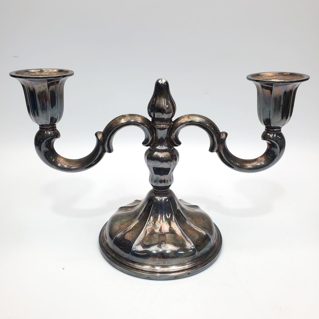 Antique 830 Silver 2-Light Weighted Candelabra (1 of 3)