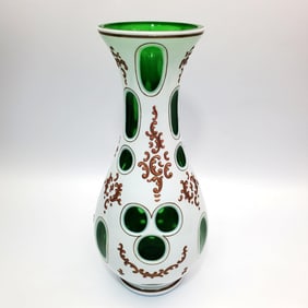 Vintage Bohemian Overlay Glass Vase