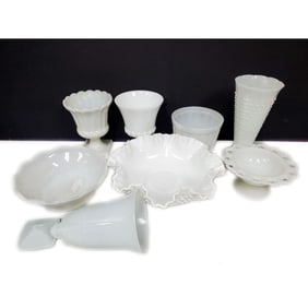 Lot of 8 Milk Glass Items