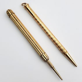 Lot of 2 Antique Pencil Holders