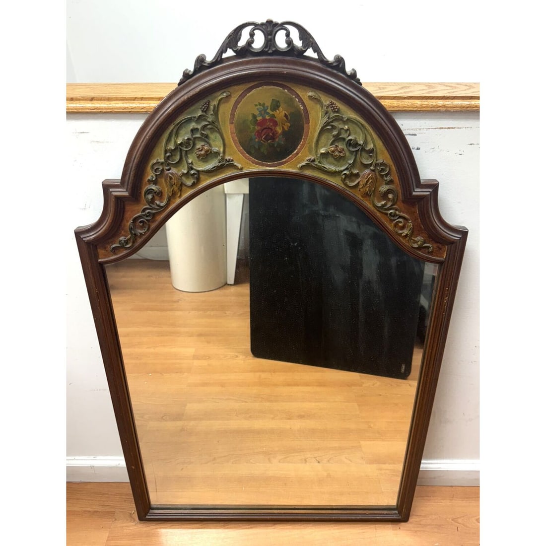 Antique 19th Century Mirror w/ Floral Decorations (1 of 4)