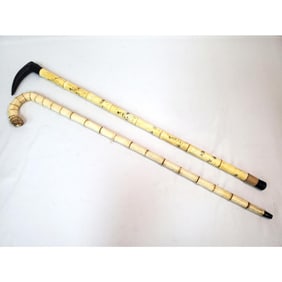 Lot of 2 Possibly Bamboo Walking Sticks