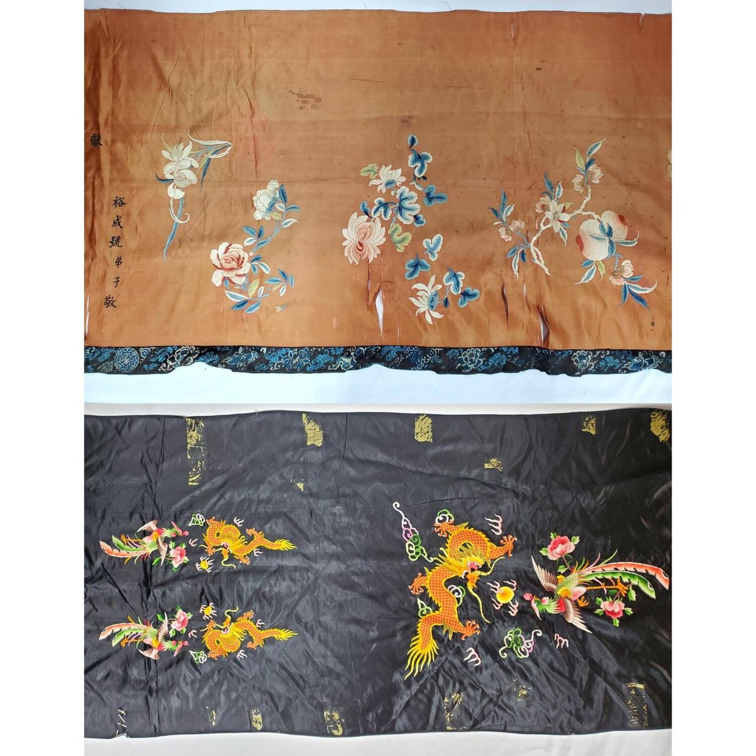 Lot of 2 Chinese Silk Embroideries: Lot of 2 Chinese Silk Embroideries. Condition: Sold As Is. Dimensions: Various Sizes. Provenance: From a Long Island, NY Home. Please note the absence of a Condition Report does not imply that there a