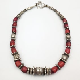 Antique Probably Tibetan Gears Bead Necklace