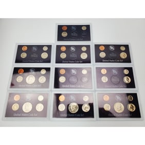 Lot of 10 United States Coin Sets in Original Case