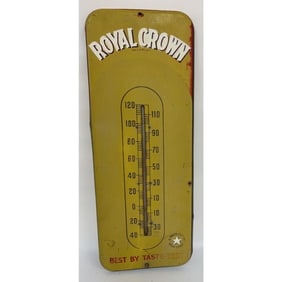 Old Royal Crown Tin Advertising Wall Thermometer