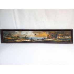 Painting, Oil on Canvas "Lake Scene"