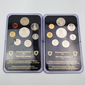2 1988 Swiss Franc Coin Sets in Original Cases