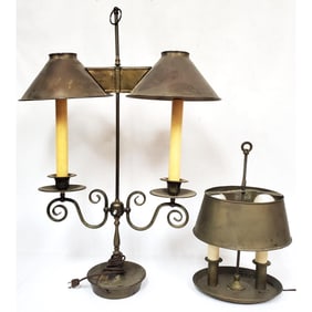 Lot of 2 Antique Bouillotte Lamps