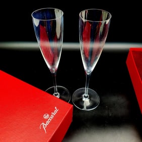 Baccarat France Pair of Champagne Flutes