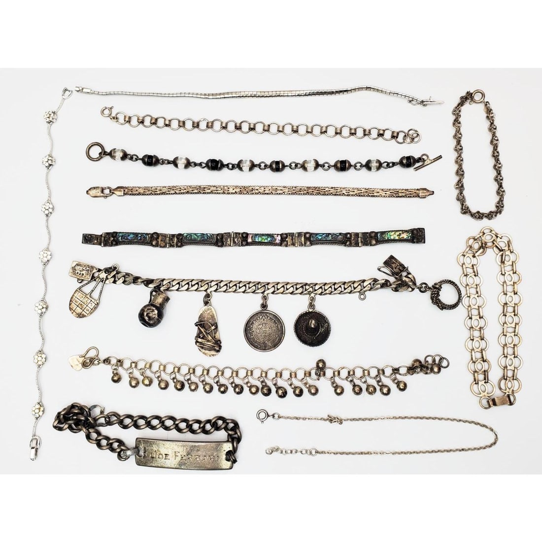 Group Lot of Silver Bracelets (1 of 3)