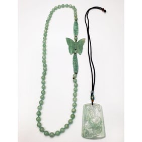 Lot of 2 Chinese Probably Jadeite Necklaces