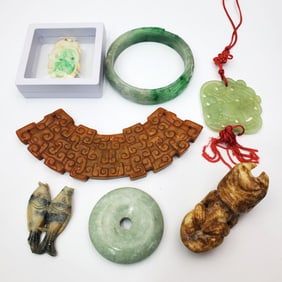 Lot of 7 Chinese Probably Jade & Jadeite Items