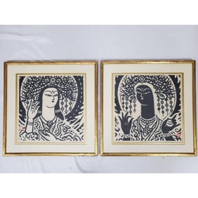 Kihei Sasajima, Japanese (1906-1993) 2 Woodblocks