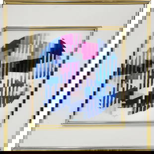 Yaacov Agam, Israeli (b. 1928)  Agamograph: Yaacov Agam, Israeli (Born 1928) Agamograph "Liberty #6". Circa 1960s/1970s. Signed & Numbered "38/99". Framed. Condition: Generally Very Good. Dimensions: Sight- 14.5" x 15". Frame 24.5 x 26". Proven