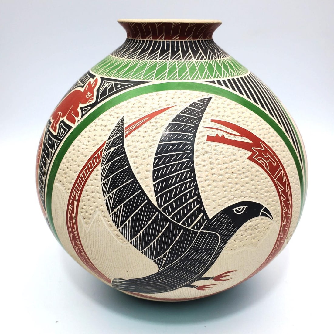 Humberto Pino Pottery Vase: Humberto Pino Pottery Vase. Signed on the Side. Condition: Generally Very Good. Dimensions: H-8". Provenance: From a Long Island, NY Home. Please note the absence of a Condition Report does not imply 
