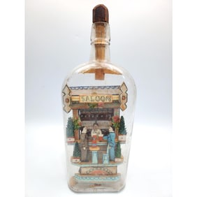 Carl Worner, Carved Wood Scene in Glass Bottle