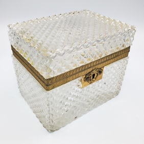Vintage Cut Glass Box w/ Bronze Mounts