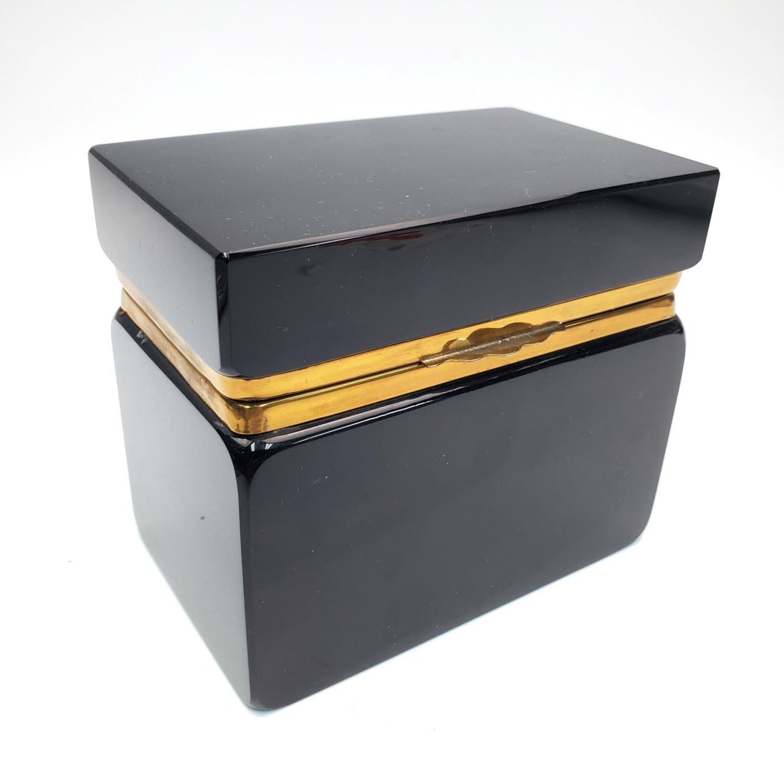 Bohemian Dark Red Glass Covered Box (1 of 3)