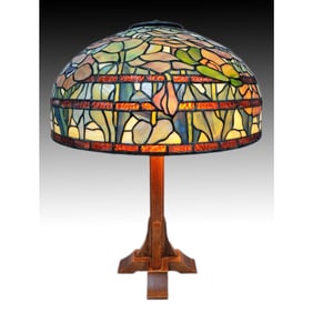 Fine Old Tiffany Style Stained Glass Lamp Shade