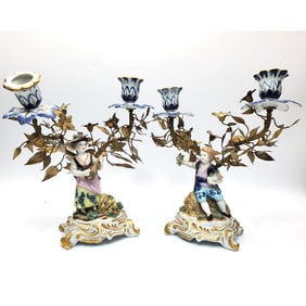 Pair of Antique Italian Capo Di Monte Porcelain