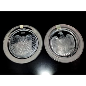 Lot of 2 Lalique France Annual Art Glass Plates