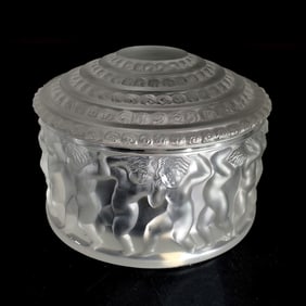 Lalique France "Enfants" Art Glass Covered Box