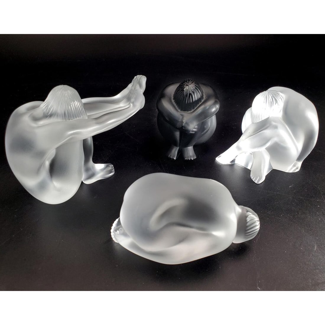 Lot of 4 Lalique  "Nu Assis" Art Glass Figures (1 of 6)