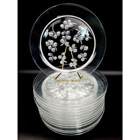 Lalique France Set of 13 "Muguet" Art Glass Plates