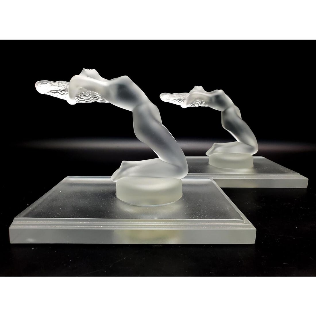 Lot of 2 Lalique France "Chrysis" Crystal Bookends (1 of 10)