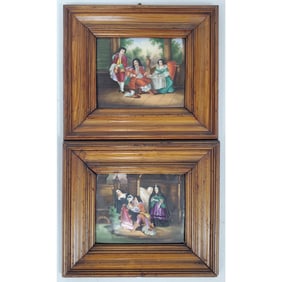 2 Antique 19th C. Porcelain Hand-Painted Plaques