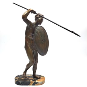 Antique Signed Bronze Figure of a Warrior