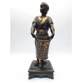 Antique Bronze Blackamoor Figural Candle Holder