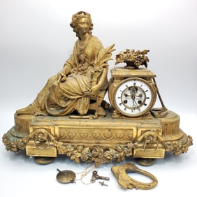 Antique French Metal Mantel Clock