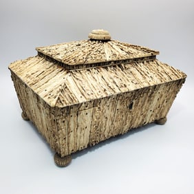 Antique Anglo-Indian Stag Antler Large Sewing Box