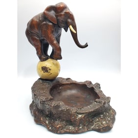 Old Armor Bronze Elephant Cigar Ashtray