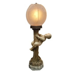 Antique Alabaster Figural Lamp