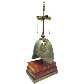 Antique British Albert Helmet Made into a Lamp