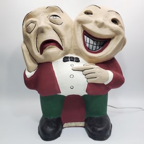 Old Paper Mache Figural Advertising Lamp