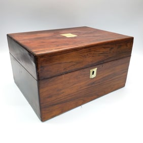 English Antique 19th Century Rosewood Box w/ Key