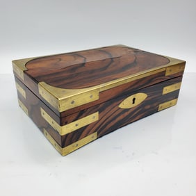 Antique English Rosewood Box w/ Brass Mounts