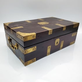 Antique English Rosewood Box w/ Brass Mounts