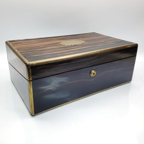 Antique English Coromandel Wood Travel Lap Desk