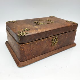 Antique 19th C. Jewelry Box Wrapped in Snake Skin
